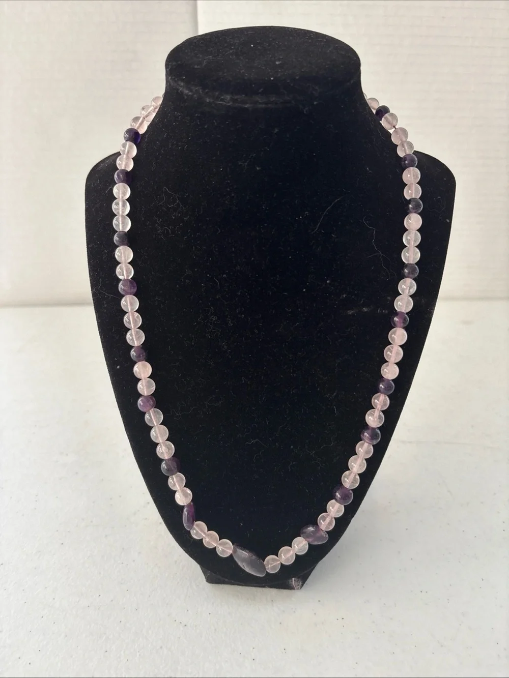 Dual-Tone Rose & Amethyst Bead Necklace — Elegant Everyday Jewelry